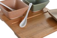 Set voor voorgerechtjes DKD Home Decor 24 x 23,5 x 1,5 cm Porselein Multicolour Bamboe 6 Onderdelen Scandinavisch - thumbnail