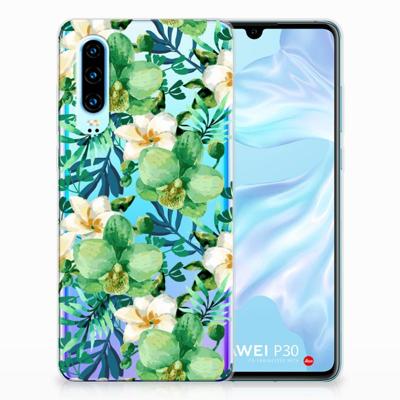 Huawei P30 | TPU Case | Orchidee Groen Huawei P30 | TPU Case | Orchidee Groen