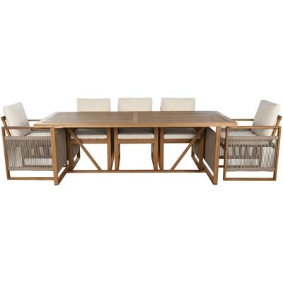 Tafel met stoelen Home ESPRIT Bruin Touw Eucalyptushout 230 x 100 x 75 cm