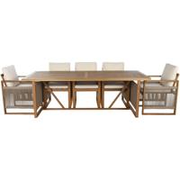 Tafel met stoelen Home ESPRIT Bruin Touw Eucalyptushout 230 x 100 x 75 cm - thumbnail