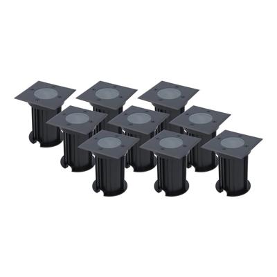 Set van 9 Ramsay LED Grondspots - Vierkant - Dimbaar - GU10 - Excl. Lichtbron - Tuinspot - Zwart - IP67 waterdicht - Overrijdbaar voor de Oprit, Tuin en Terras