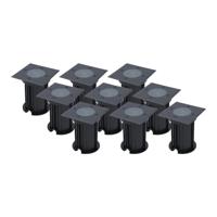 Set van 9 Ramsay LED Grondspots - Vierkant - Dimbaar - GU10 - Excl. Lichtbron - Tuinspot - Zwart - IP67 waterdicht - Overrijdbaar voor de Oprit, Tuin en Terras - thumbnail