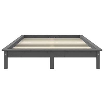 Bedframe massief grenenhout grijs 200x200 cm