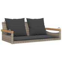 Schommelbank met kussens 109x62x40 cm poly rattan grijs - thumbnail