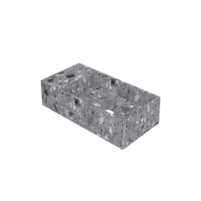 Fontein INK Versus 36x18x9cm Composiet Links Met Kraangat Mat Grijs Terrazzo