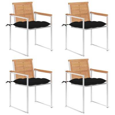 Tuinstoelen 4 st met kussens massief teakhout