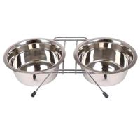 Nobleza Voerbak met standaard voor hond en kat - Dubbel - RVS - Maat S - thumbnail