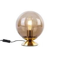 QAZQA Art deco tafellamp messing met smoke glas - Pallon - thumbnail