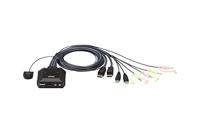 Aten 2-poorts USB DisplayPort-kabel KVM-switch met externe poortselectieschakelaar - thumbnail