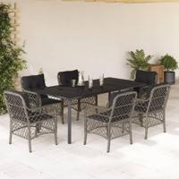 7-delige Tuinset met kussens poly rattan grijs - thumbnail