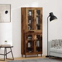 Hoge kast 2 pcs Oudhout Geengineerd Hout en Glas - thumbnail