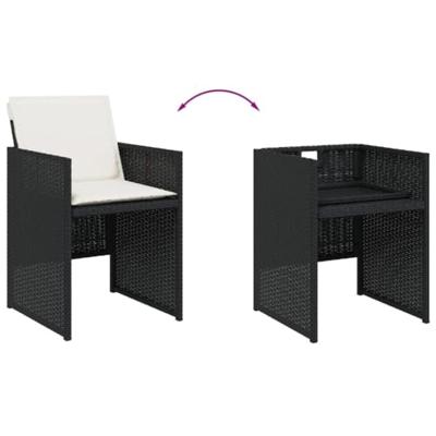 11-delige Tuinset met kussens poly rattan zwart