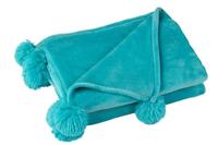 J-Line Plaid Pompom Azuur Blauw - thumbnail