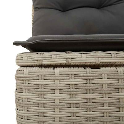 4-delige Loungeset met kussens poly rattan lichtgrijs - thumbnail