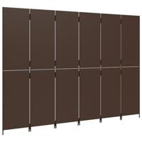 Kamerscherm 6 panelen poly rattan bruin - thumbnail