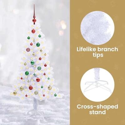Kunstkerstboom met 150 LED Wit 150 cm PVC en Staal