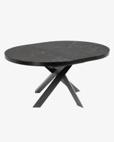 Kave Home Uitschuifbare Ronde Eettafel 'Vashti' 120-160 x 120cm, kleur Zwart Marmer - thumbnail
