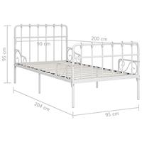 Bedframe met lattenbodem metaal wit 90x200 cm - thumbnail