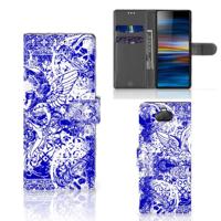 Telefoonhoesje met Naam Sony Xperia 10 Angel Skull Blauw - thumbnail