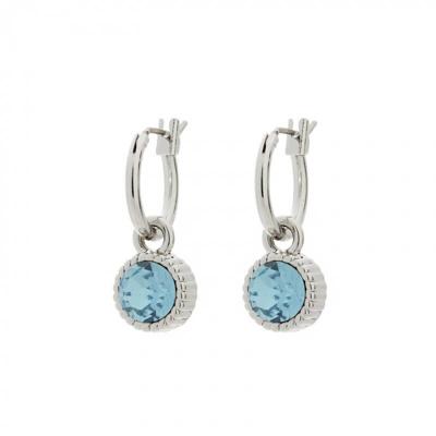 Biba Hang Oorbellen Zilver met Swarovski Steentje Aquamarine