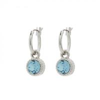 Biba Hang Oorbellen Zilver met Swarovski Steentje Aquamarine - thumbnail