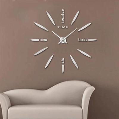 Slaapkamer Home decor grote 3D spiegel DIY muur sticker klok grootte: 100 * 100cm (zilver)