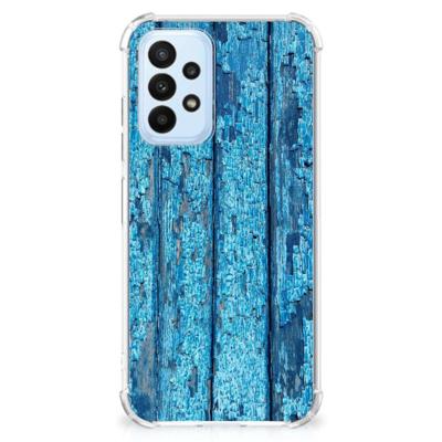 Samsung Galaxy A23 Stevig Telefoonhoesje Wood Blue Samsung Galaxy A23 Stevig Telefoonhoesje Wood Blue