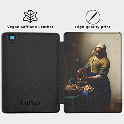Lunso - Kobo Aura Edition 2 hoes (6 inch) - Vegan Saffiano Leren sleep cover - Vermeer Melkmeisje