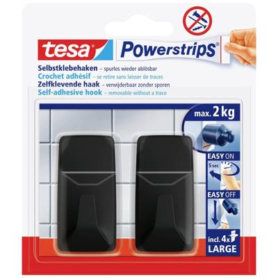 tesa Black Hooks L Powerstrips kleefhaak groot vierkant (b x h) 20 mm x 50 mm Zwart Inhoud: 2 stuk(s) tesa Black Hooks L Powerstrips kleefhaak groot vierkant (b x h) 20 mm x 50 mm Zwart Inhoud: 2 stuk(s)