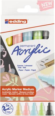 Acrylmarker edding e-5100 medium pastel assorti set à 5 stuks