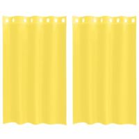 Gordijnen voile met doorvoertules 2 st geel - thumbnail