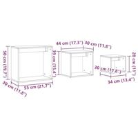 3-delige Tafeltjesset bewerkt hout artisanaal eikenkleur - thumbnail