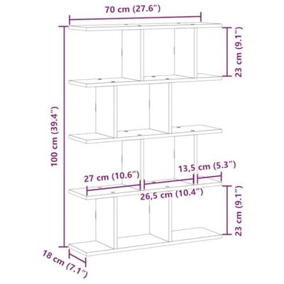 Wandschap kubus 12 vakken bewerkt hout betongrijs