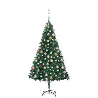 VidaXL Kunstkerstboom met verlichting en kerstballen 180 cm pvc groen - thumbnail