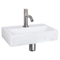 Differnz Flat fonteinset marmer met gebogen kraan mat chroom - thumbnail