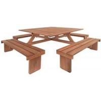 Vierkante picknicktafel hardhout - thumbnail