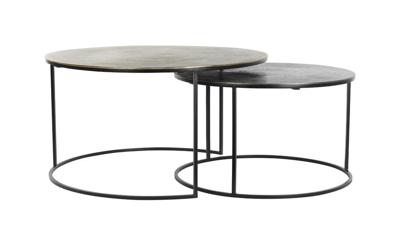 Light & Living Salontafel 'Primo' Set van 2 stuks, zwart-brons+mat zwart