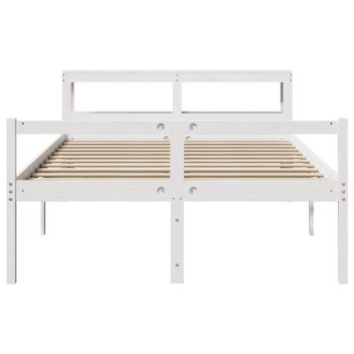 Seniorenbed met hoofdbord massief grenenhout wit 140x190 cm