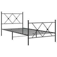 Bedframe met hoofd- en voeteneinde metaal zwart 90x200 cm - thumbnail