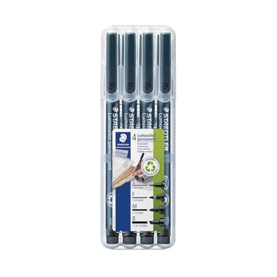 Staedtler Lumocolor 319, permanent marker special, 4 stuks in verschillende schrijfbreedtes, zwart Staedtler Lumocolor 319, permanent marker special, 4 stuks in verschillende schrijfbreedtes, zwart