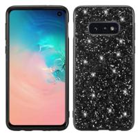 Glitter poeder schokbestendig TPU beschermhoes voor Galaxy S10 PLUS (zwart) - thumbnail