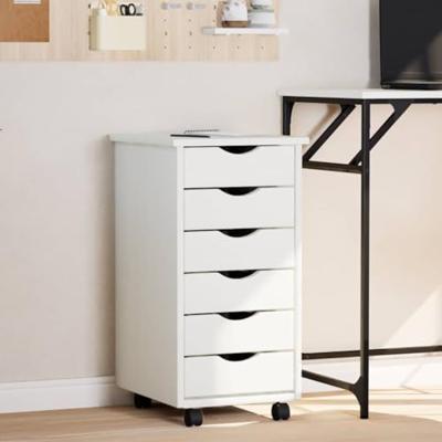 Ladekast MOSS verrijdbaar massief grenenhout wit