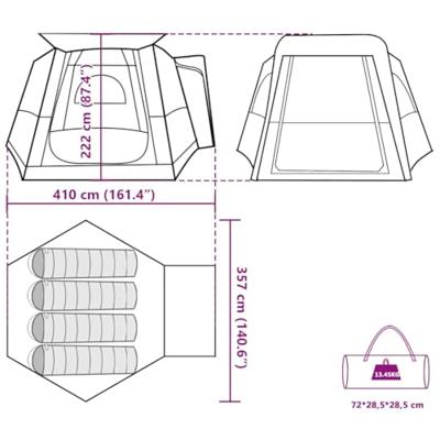 Autotent 4-persoons waterdicht groen - thumbnail