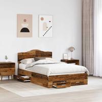 Bedframe met hoofdeinde Oudhout 135 x 190 cm Bewerkt hout - thumbnail