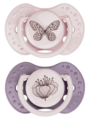 Difrax LOVI Dynamic Pacifier 6-18 Months Botanic Pink Purple - Fopspeen Difrax LOVI Dynamic Pacifier 6-18 Months Botanic Pink Purple - Fopspeen