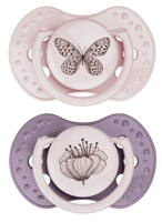 Difrax LOVI Dynamic Pacifier 6-18 Months Botanic Pink Purple - Fopspeen - thumbnail