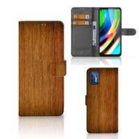 Motorola Moto G9 Plus | Book Style Case | Donker Hout | Portemonnee hoesje - thumbnail