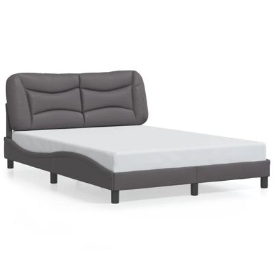 Bedframe met hoofdbord kunstleer grijs 140x200 cm