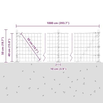 VidaXL Hek met paal zilver 0,4 x 10 m staal