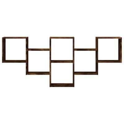 Wandschap 159x18x66 cm bewerkt hout gerookt eikenkleurig